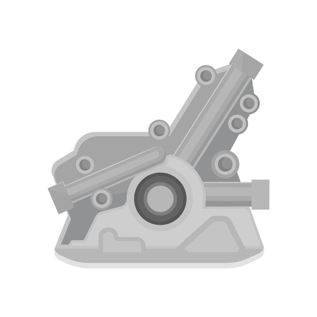 Cartoon icon of automotive engine. Motor of vehicle. Part of car. Graphic element for advertising banner of auto repair service. Colorful vector illustration in flat style isolated on white backgroundのイラスト素材