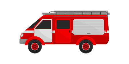 Fire van car, emergency service vehicle vector Illustration isolated on a white background.