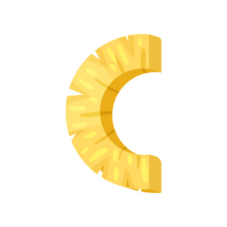 C veggie fruit letter of English alphabet made from pineapple vector Illustration isolated on a white background.のイラスト素材