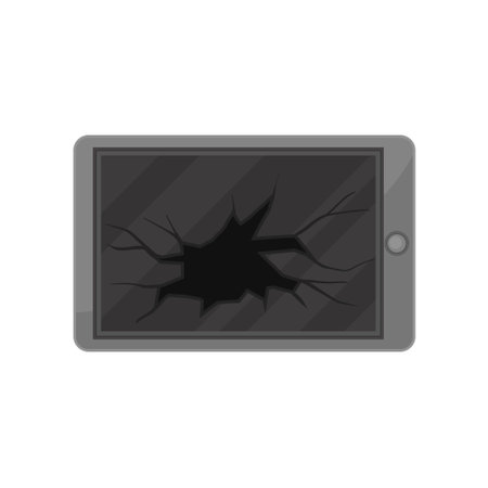 Broken tablet, damaged electronic device vector Illustration isolated on a white background.のイラスト素材