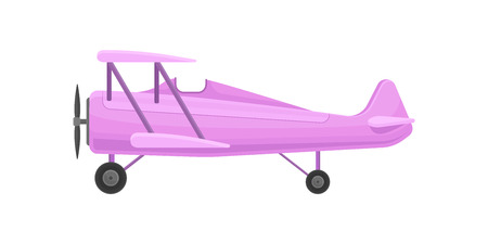 Lilac small vintage plane, light aircraft vector Illustration isolated on a white background.のイラスト素材
