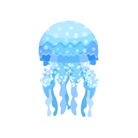 Beautiful transparent jellyfish sea creature vector Illustration isolated on a white background.のイラスト素材