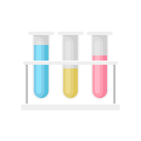Test tubes with liquid, laboratory equipment vector Illustration isolated on a white background.のイラスト素材