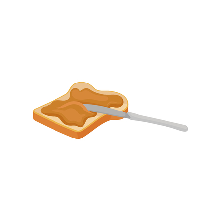 Toast with peanut butter vector Illustration isolated on a white background.のイラスト素材