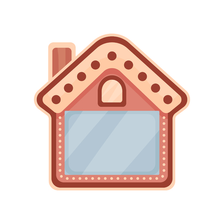 Cute photo frame in the shape of house, album template for kids with space for photo or text, card, picture frame vector Illustration isolated on a white background.のイラスト素材