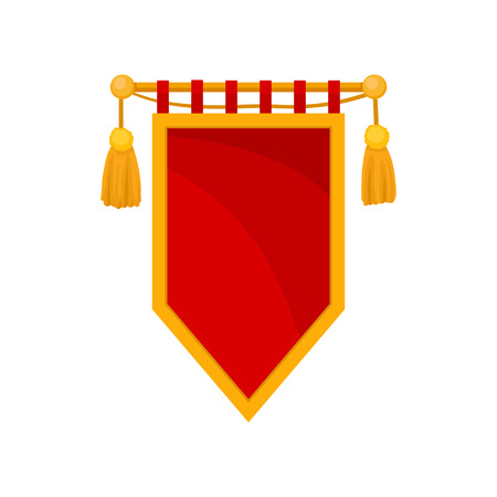 Red royal flag, heraldic symbol, monarchy attribute vector Illustration on a white backgroundのイラスト素材