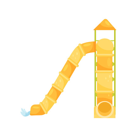 High tunnel water slides. Extreme attraction. Aqua park equipment. Active recreation. Flat vector designのイラスト素材