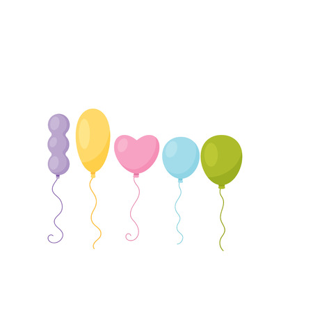 Colorful balloons, design element for Birthday party vector Illustration isolated on a white background.のイラスト素材