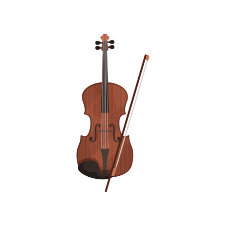 Violin musical instrument vector Illustration isolated on a white background.のイラスト素材
