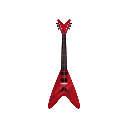 Red electric guitar musical instrument vector Illustration isolated on a white background.のイラスト素材