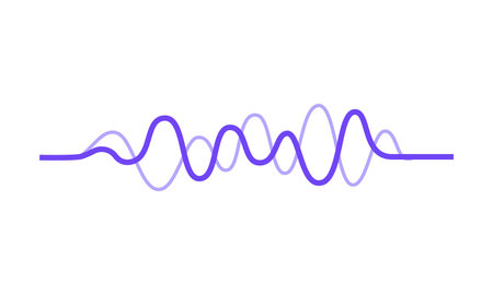Illustration of music wave. Sound pulse. Audio equalizer. Purple wavy lines. Digital waveform....