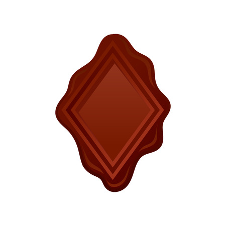 Icon of brown wax seal stamp in shape of rhombus. Postal symbol. Decorative graphic element for certificate or invitation card. Colorful vector illustration in flat style isolated on white background.のイラスト素材