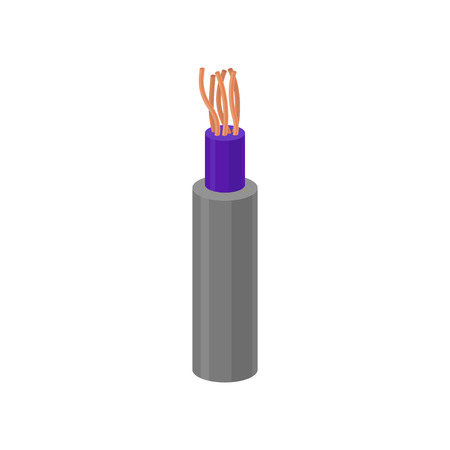 Electrical copper cable, connection wires vector Illustration isolated on a white background.のイラスト素材