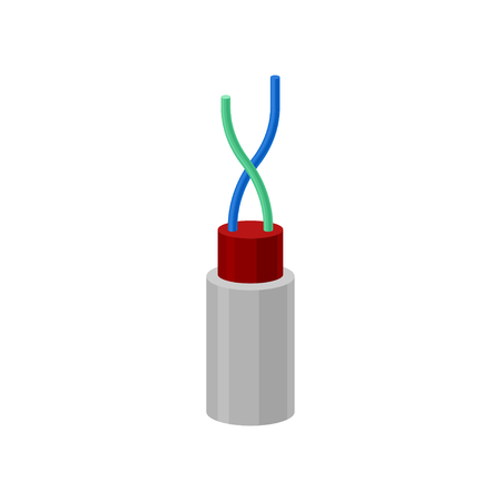 Electric cable, two core flexible copper wires vector Illustration isolated on a white background.のイラスト素材