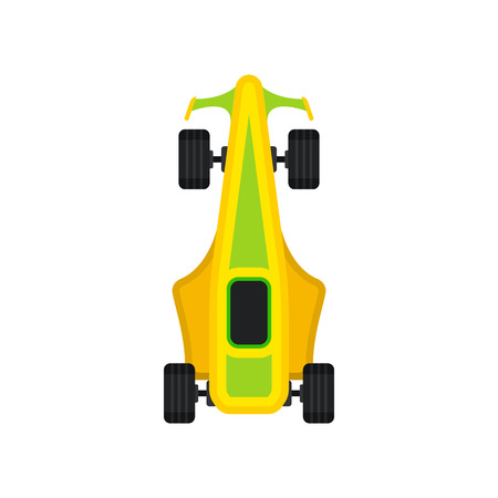 Racing car, speeding motor racing bolid top view vector Illustration isolated on a white background.のイラスト素材