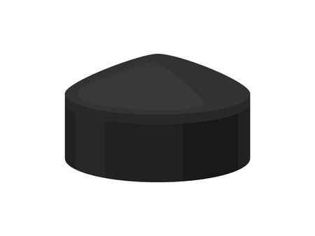 Icon of black tubeteika. Traditional Central Asian cap for men. National headdress. Male accessory. Fashion theme. Flat illustration isolated on white background. Cartoon vector design.のイラスト素材