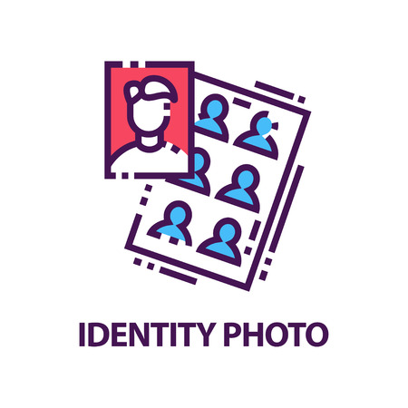 Original flat vector   with identity photos for documents. Creative emblem in line styleのイラスト素材