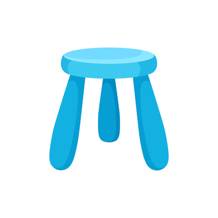 Small bright blue kid chair with round seat. Furniture for kindergarten or children room. Interior object. Cartoon vector design. Colorful illustration in flat style isolated on white background.のイラスト素材