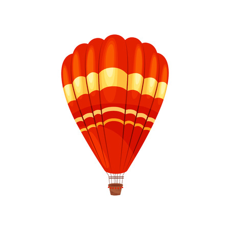 Red hot air balloon on white background. Flight and adventure concept. Vector flat illustration.のイラスト素材