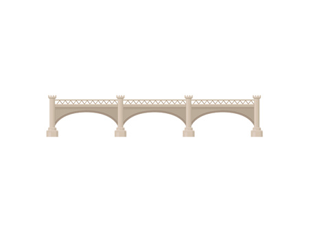 Retro bridge on white background. Architecture and city construction. Vector flat illustration.のイラスト素材