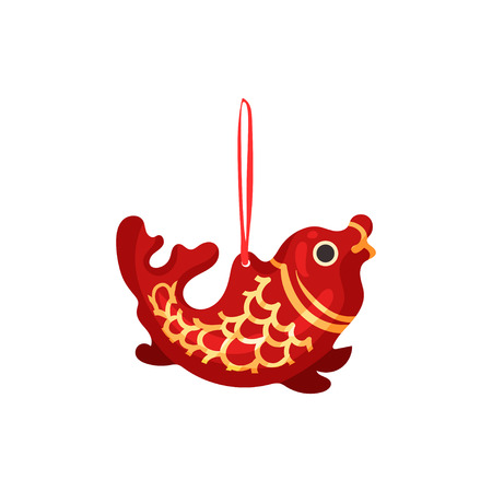 Red fish feng shui symbol. Oriental culture and traditions. Chinese folk symbolism. Vector flat illustration.のイラスト素材