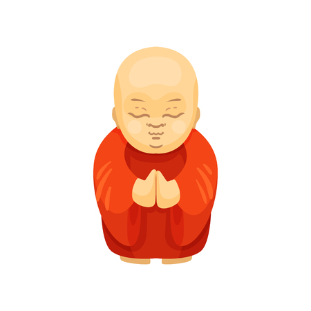 Greeting chinese man. East symbols concept. Oriental culture and traditions. Chinese folk symbolism. Vector flat illustration.のイラスト素材