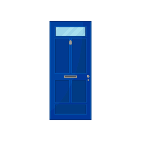 Blue door with glass on white background.のイラスト素材
