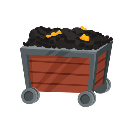 Ore with gold in trolley on white background.のイラスト素材