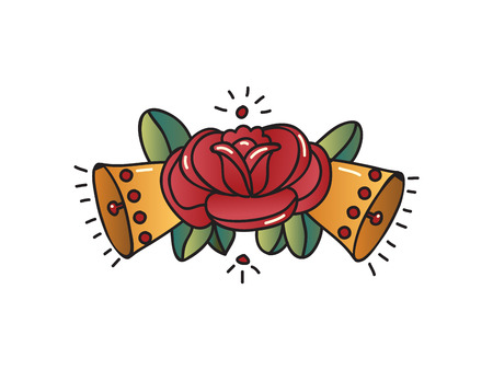 Tattoo flowers with bells on white background.のイラスト素材