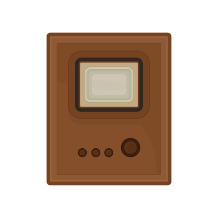 Vintage TV on white background. Retro digital technology. TV screen. Television and information concept. Vector flat illustration.のイラスト素材