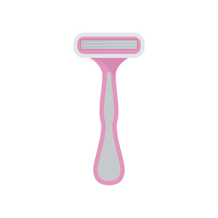 Shaver for woman on white background. Hair removal on body. Razor and shave concept. Vector flat illustration.のイラスト素材