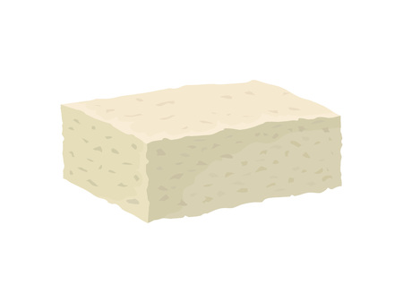Feta cheese concept. Piece of fresh cheese on white background. Original milk product. Healthy food. Vector flat illustration.のイラスト素材