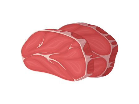 Two pieces of fresh meat. Vector illustration on white background.のイラスト素材