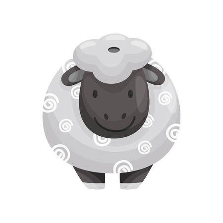 Ceramic salt or pepper as a white lamb with black muzzle. Vector illustration on white background.のイラスト素材