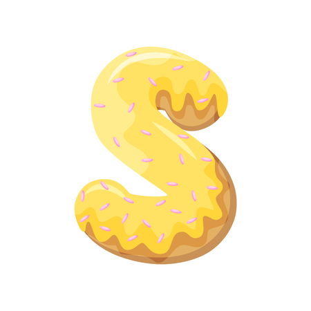 English letter S made from sponge cake. Vector illustration on white background.のイラスト素材