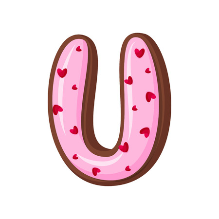 English letter U made from sponge cake. Vector illustration on white background.のイラスト素材