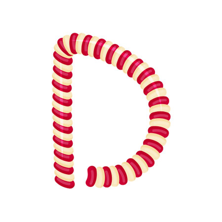 English letter D in the form of candy. Vector illustration on white background.のイラスト素材