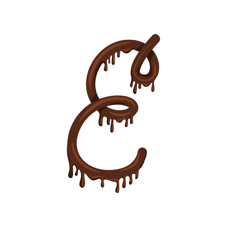 English letter E in the form of a chocolate spiral. Vector illustration on white background.のイラスト素材