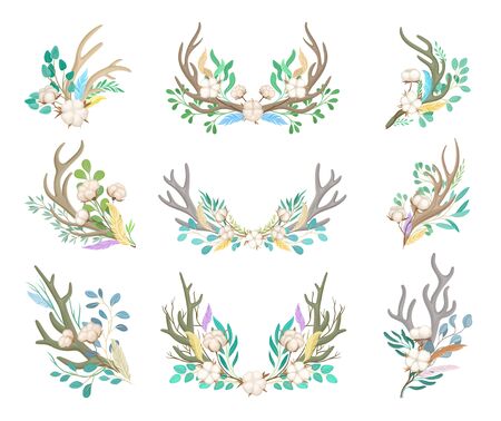 Set of decorative compositions. Vector illustration on white background.のイラスト素材