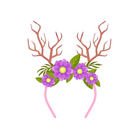 Pink rim with branches in the form of deer horns. Vector illustration on white background.のイラスト素材