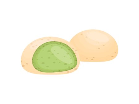 Half and whole cookies. Vector illustration on white background.のイラスト素材