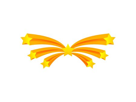 Salute of seven stars flying in an arc. Vector illustration on white background.のイラスト素材