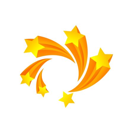 Salute of stars flying in a spiral. Vector illustration on white background.のイラスト素材