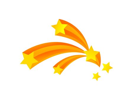 Salute of four stars flying in an arc. Vector illustration on white background.のイラスト素材