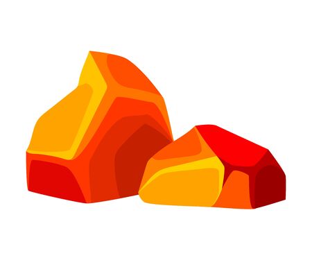 Two red-hot coal. Vector illustration on white background.のイラスト素材