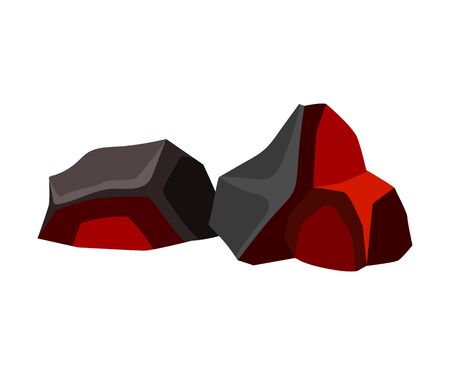 Two cooling black and orange coal. Vector illustration on white background.のイラスト素材