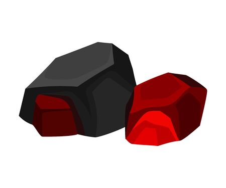Two hot coal nearby. Vector illustration on white background.のイラスト素材
