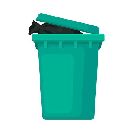 Turquoise tank for garbage. Vector illustration on white background.のイラスト素材