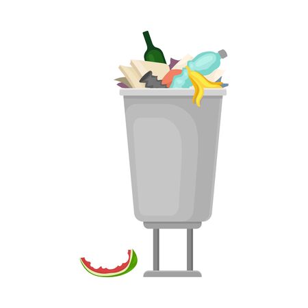 Outdoor trashcan. Vector illustration on white background.のイラスト素材