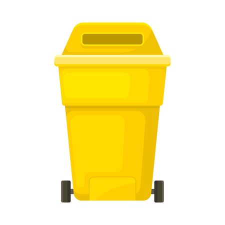 Tall yellow trash tank. Vector illustration on white background.のイラスト素材